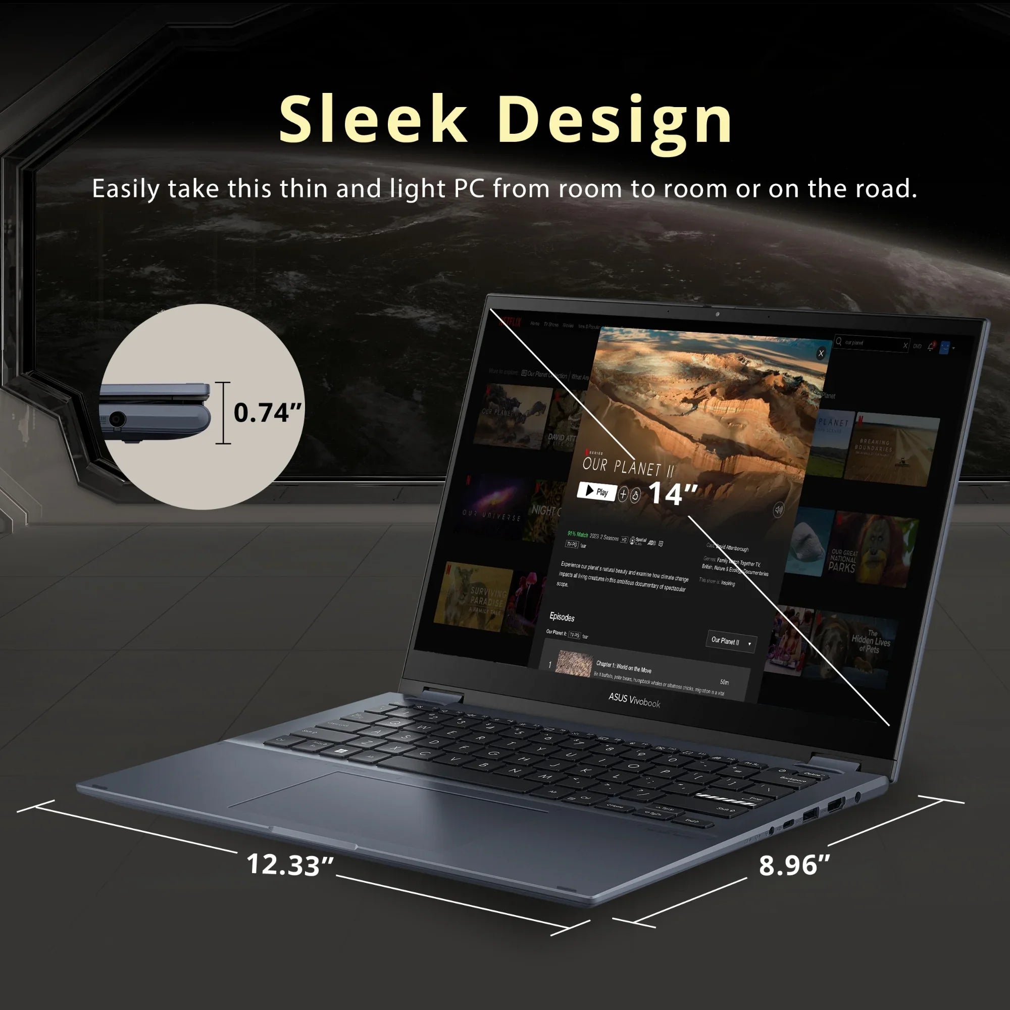 ASUS Vivobook S 14 Flip 14" FHD Touch Display, Intel Core i5-12500H CPU, 8GB DDR4 RAM, 512GB SSD, NumberPad, Thunderbolt 4, Windows 11 Home, Quiet Blue, Hotface 32GB USB Card