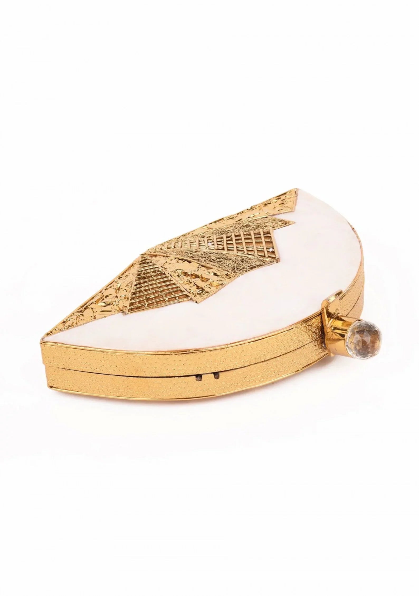 Different Craft India Handcrafted original/natural Seashell inlaid Clutch bag Gold Wedding Designer Handbag for Women
