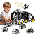 PayUSD Construction Toddler Police Truck Car Toys for 3 4 5 6 Year Old Boys 5 in 1 Construction Car Trucks Playset with Play Mat & Accesoories, Birthday Gifts for Toddlers Kids Boys Girls Age 3-5