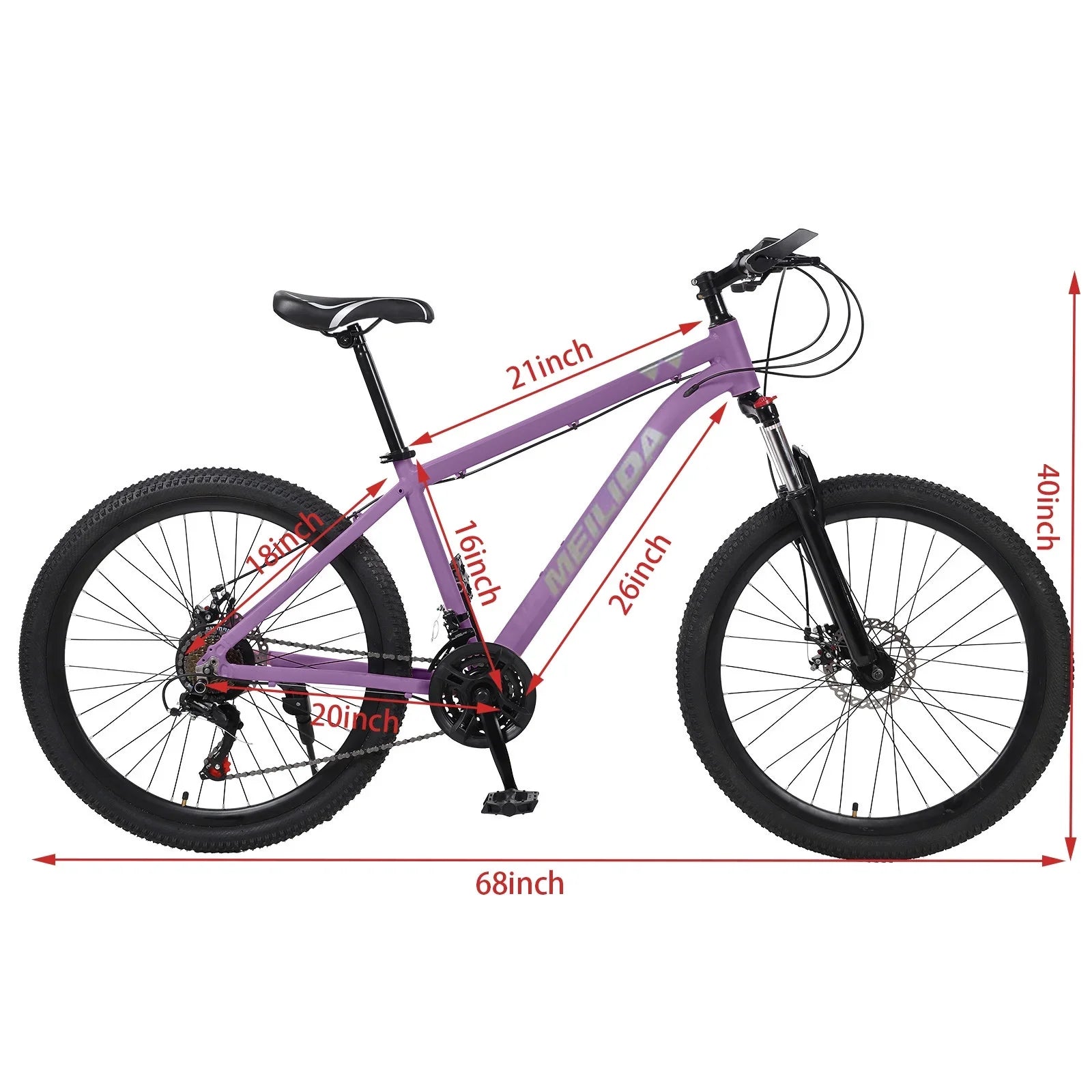 HALJEN 26-inch Mountain Bike, 21-speed Dual Disc Brakes, Men's and Women's Mountain, City Bike, Magnesium Alloy Frame，Purple