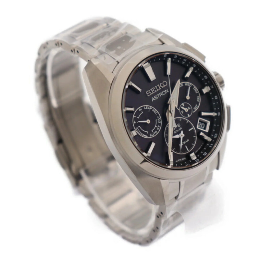 Pre-Owned SEIKO ASTRON Watch 5X53-0AV0/SBXC067 Titanium Silver Black Dial GPS Solar Radio Chronograph (Like New)