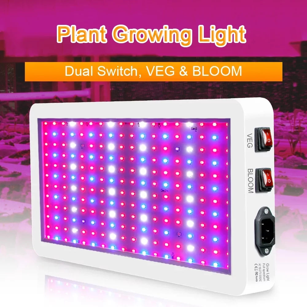 Gecheer 2000W Grow for Indoor Plants 312 LEDs Full Spectrum Veg and Bloom Dual Switch IP65 Waterproof Hanging Plant Growing Lamps for Seedlings Flowers Greenhouse
