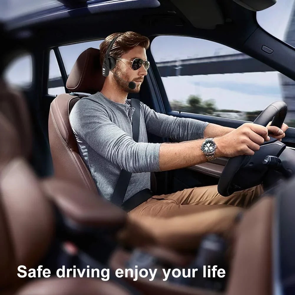 Bluetooth Headset V5.0, Pro Wireless Headset High Voice Clarity with Noise Canceling Mic for Cell Phone Trucker Engineers Business Home Office-JBT800