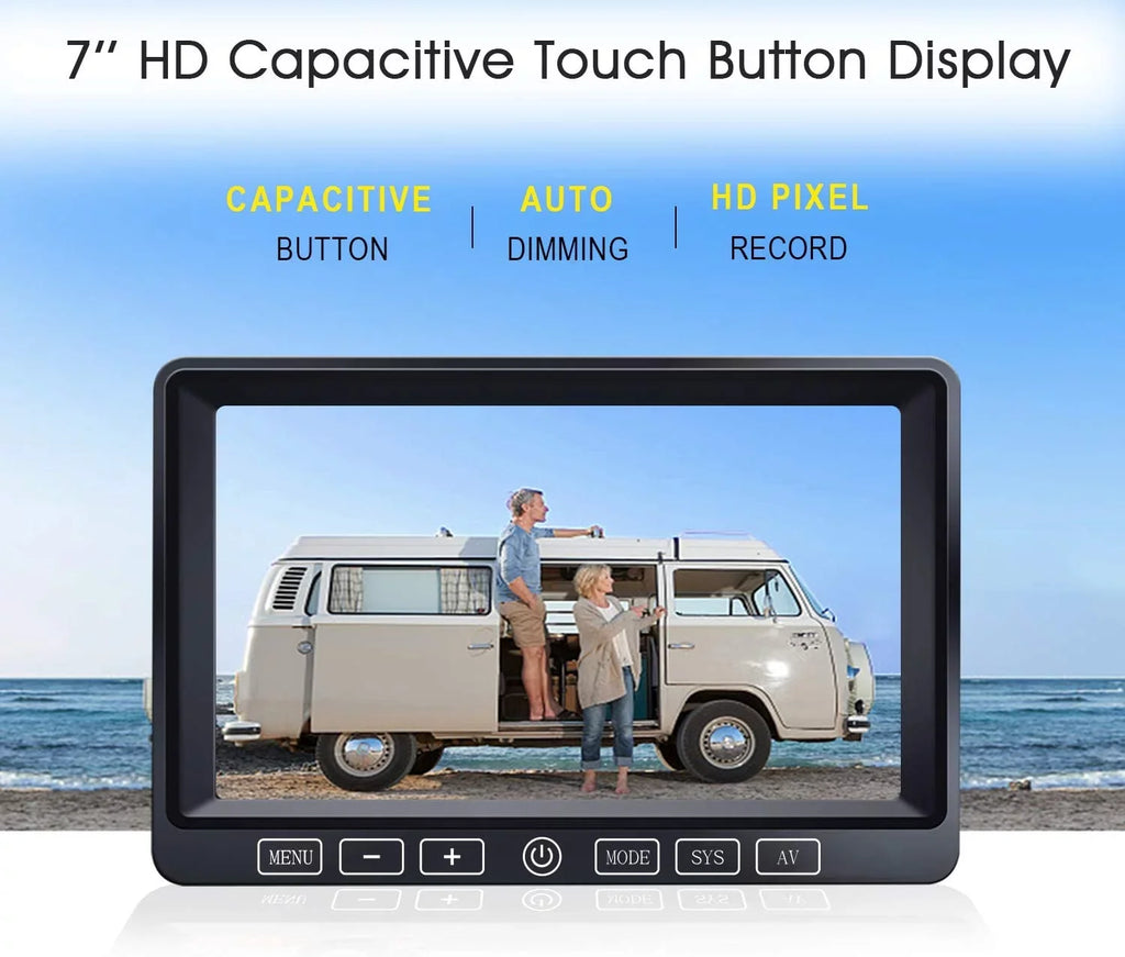 ZEROXCLUB Wireless Backup Camera HD 1080P IP69K Waterproof Night Vision 7'' DVR Split Touch Monitor for Truck/RV/Trailer/Bus-B701