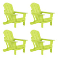 EXTRA PLATINUM Classic Outdoor Patio Folding Poly Adirondack Chairs (Set of 4), Lime