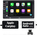 Binize 7 inch Car Stereo Radio Fitting with Carplay Android Auto Double Din Touchscreen Bluetooth Head Unit/MP5 Player/FM/AM,Support Reversing Image Input/Steering Wheel Control/USB/Remote