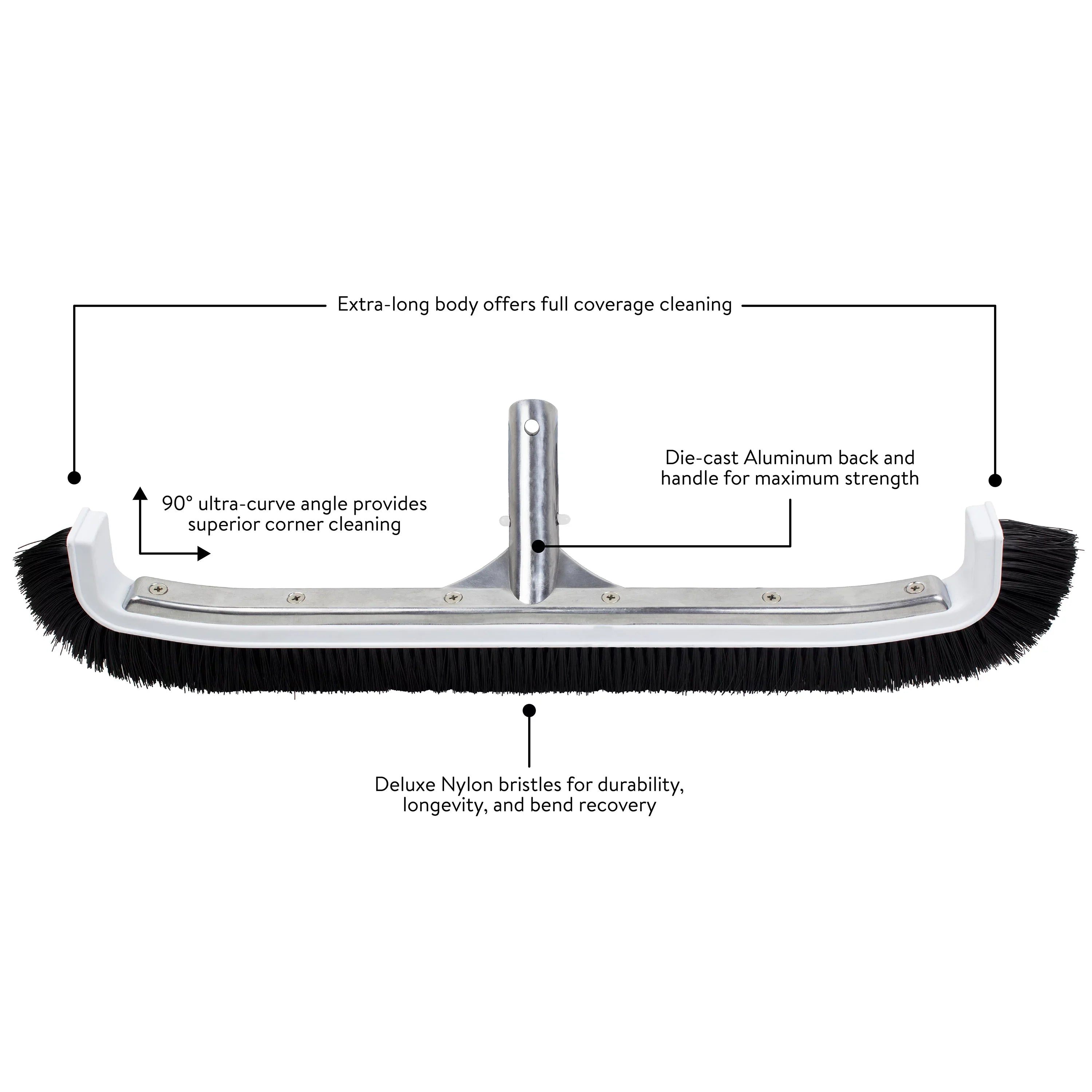 Pool Spa Pro Deluxe 22 Inch Ultra-Curve Swimming Pool and Spa Cleaning Brush