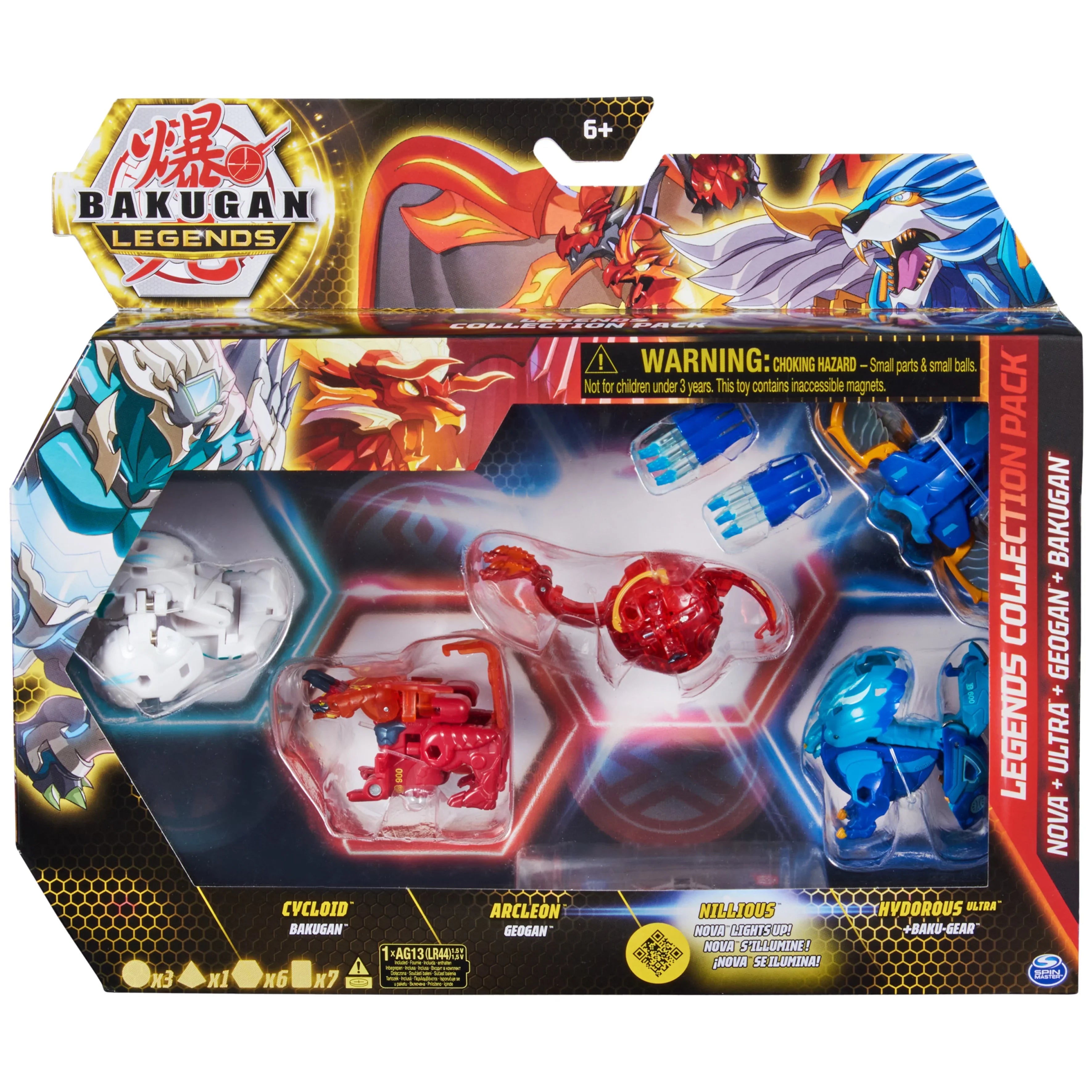 Bakugan Legends Collection 4-Pack, Cycloid Bakugan, Arcleon Geogan, Nillious Nova and more