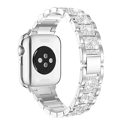 Mosonio Fitting with Apple Watch Band 42mm with Case Women, Jewelry Replacement Metal Wristband Strap with 2 Pack Bling PC Protective Protection for iWatch Series 3/2/1(Silver) Silver 42 mm