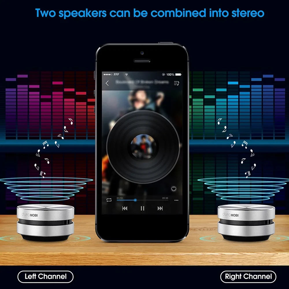 Dura MOBI 2 Packs Wirelessly BT Speaker Bone Conduction Speakers Mini Portable Loud Stereo Sound Built-in Mic Sound Box Silver