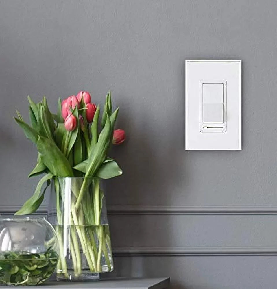 Cloudy Bay in Wall Dimmer Switch for LED Light/CFL/Incandescent,3-Way Single Pole Dimmable Slide,600 Watt Wrap Plate Included