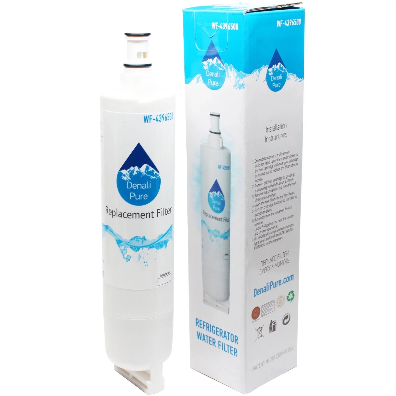 6-Pack Suitable with Whirlpool GS2SHEXNB02 Refrigerator Water Filter - Fitting with Whirlpool 4396508, 4396510 Fridge Water Filter Cartridge