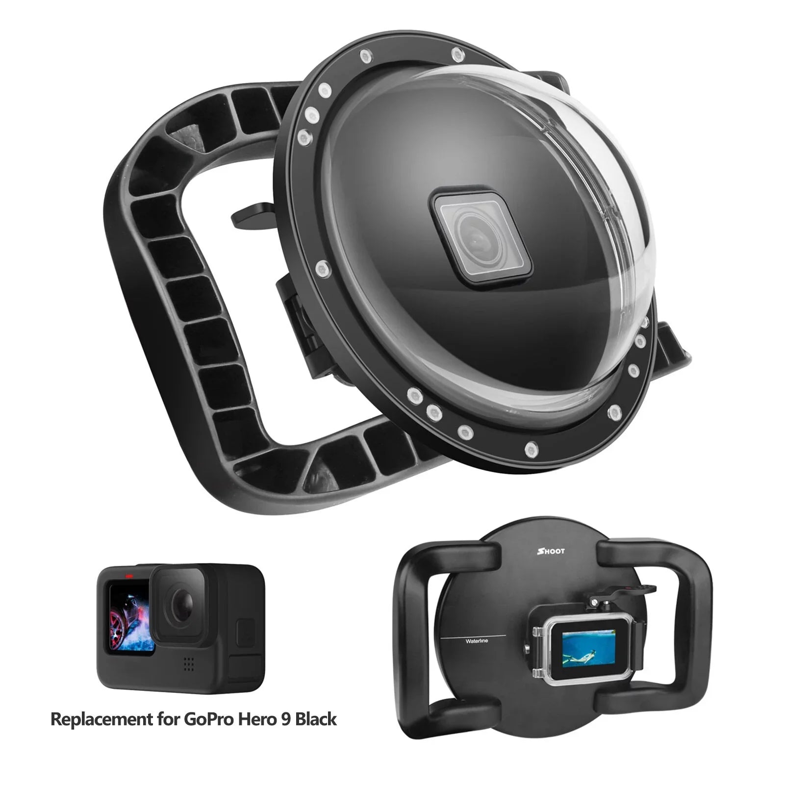 SHOOT Dome Port,Dsfen Case Camera Case 180° Wide 9 10 45m Waterproof 180° Dual Handle Port Camera Dual Handle Port Waterproof Case Camera Case 45m Port 9 Camera Mashem