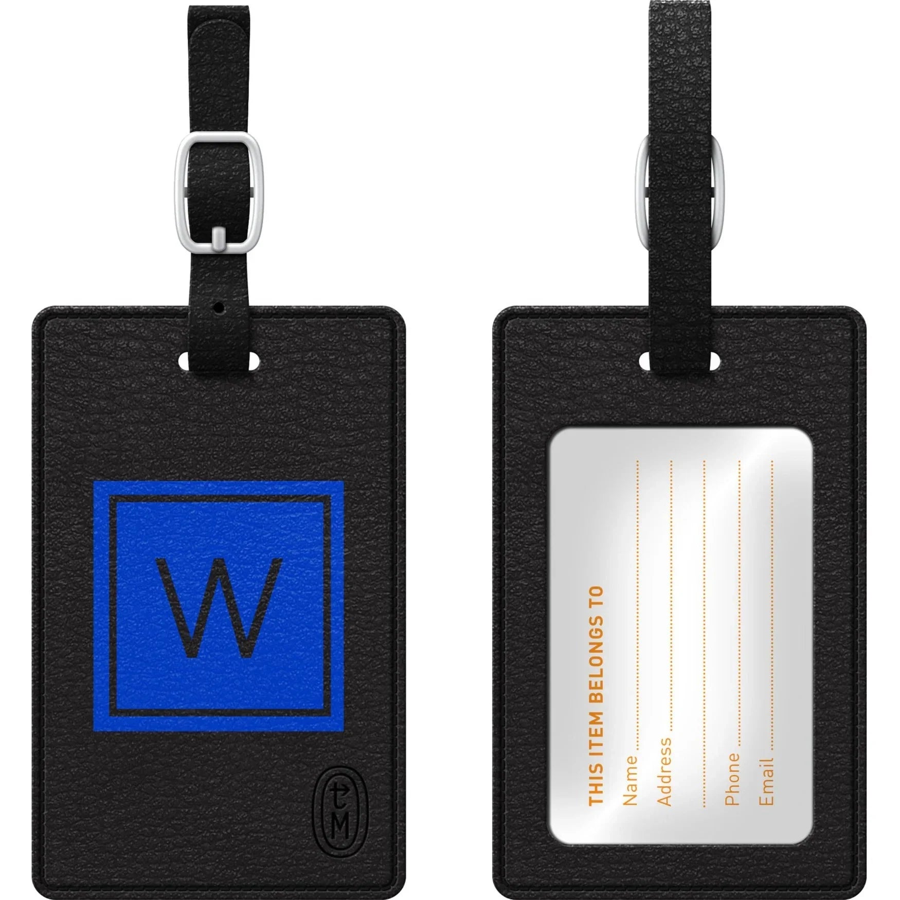 Centon OTM Monogram Leather Bag Tag Inversed Black Marine W TAGV1BLK-M06M-W
