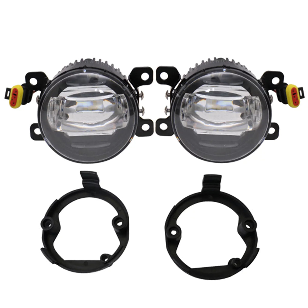 Ikon Motorsports Suitable with Ford Mustang, Ford Focus, Ford Taurus X, Ford Transit Connect; Lincoln LS & Navigator Front LED Fog Lamp Foglight Pair LH RH Clear Lens W/ Wire Harness