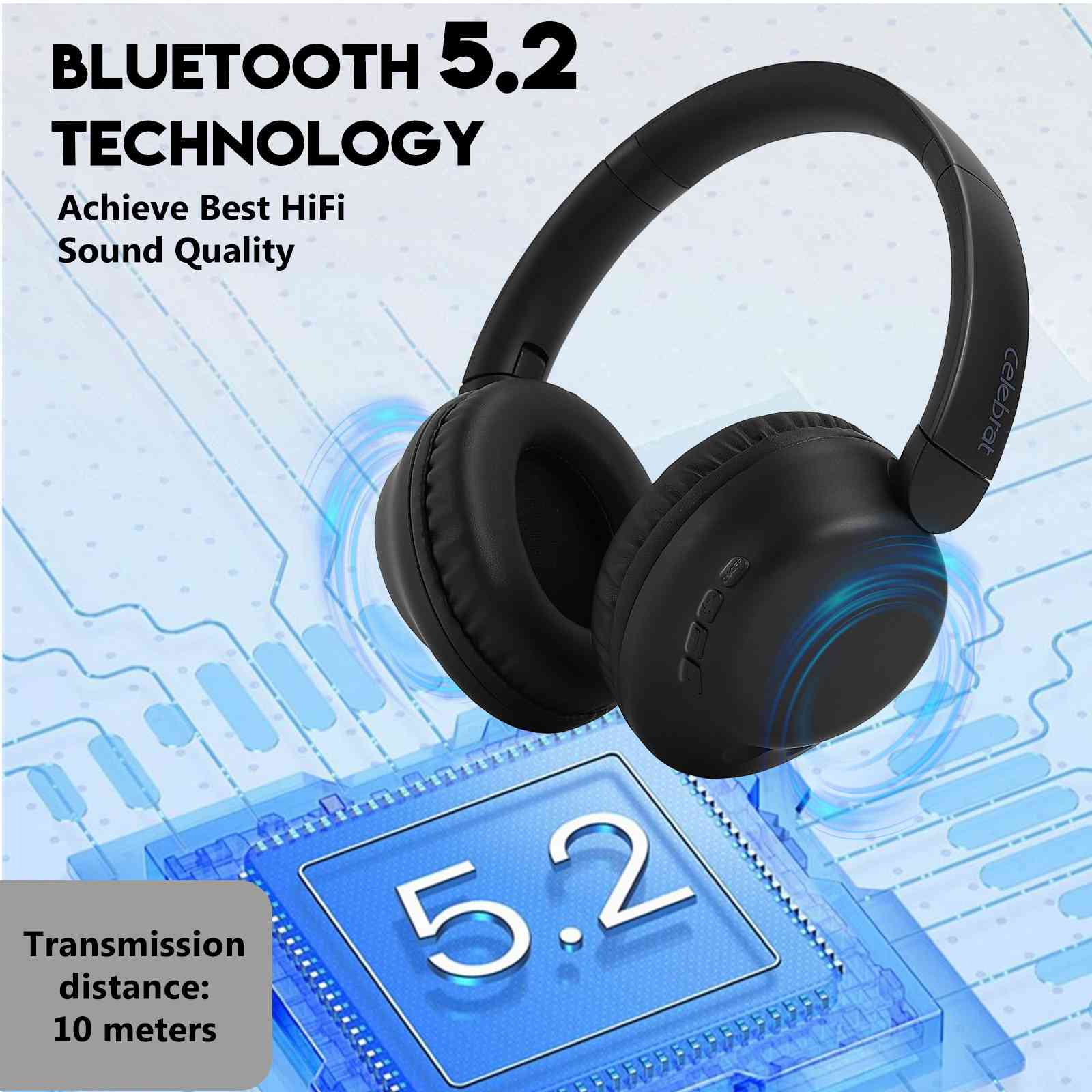 UrbanX Perfect Comfort 955 II Overhead Wireless Bluetooth Headphones For Infinix Smart 5 (India) Noise-Cancelling, with – Black