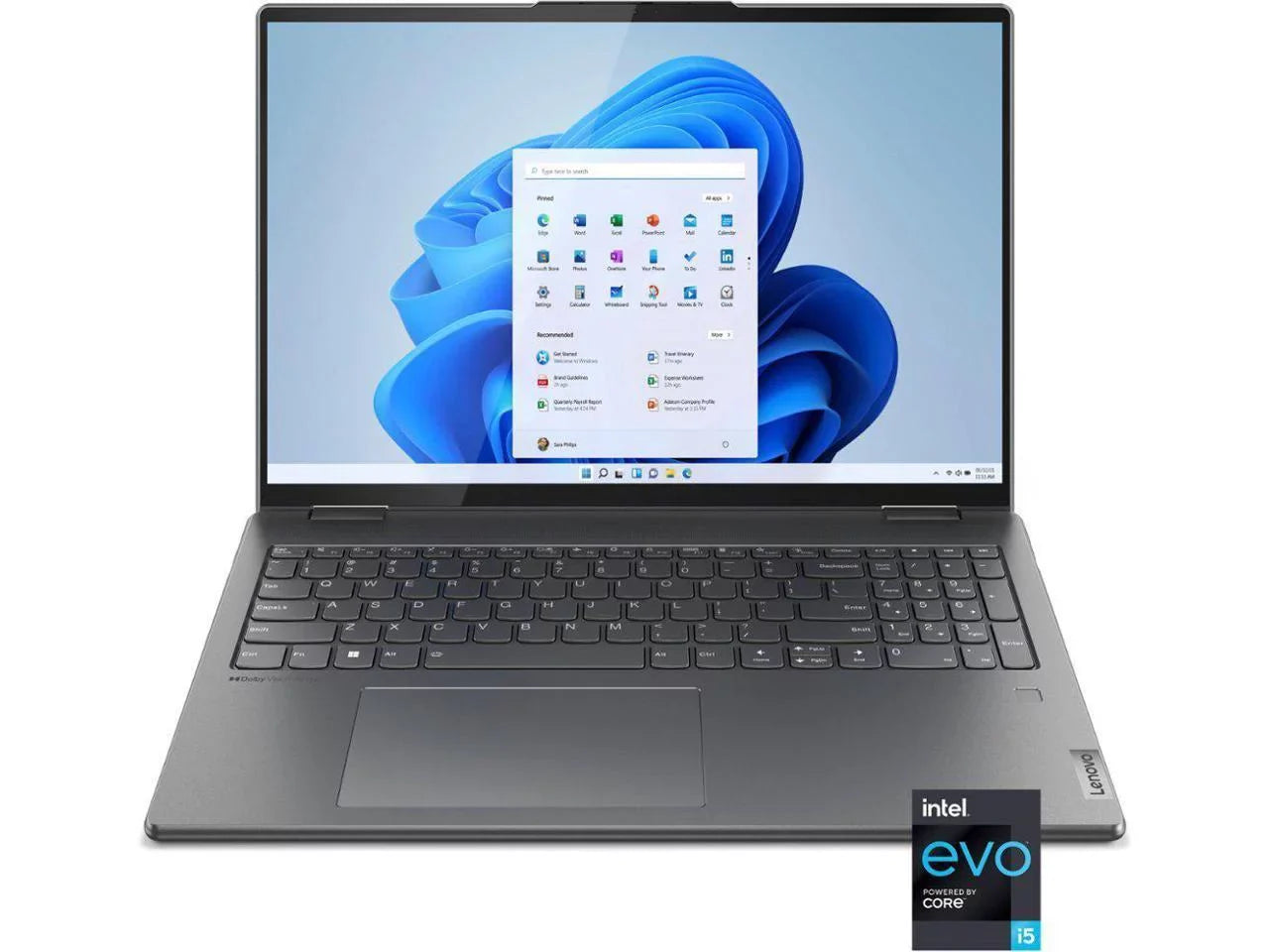 Lenovo Yoga 7i 2-in-1 Laptop, 16" 2.5K IPS Touchscreen Display, Intel Core i5-1240P Processor, 8GB RAM, 1TB SSD, Intel Iris Xe Graphics, Fingerprint Reader, Backlit Keyboard, Wi-Fi6, Windows 11 Home