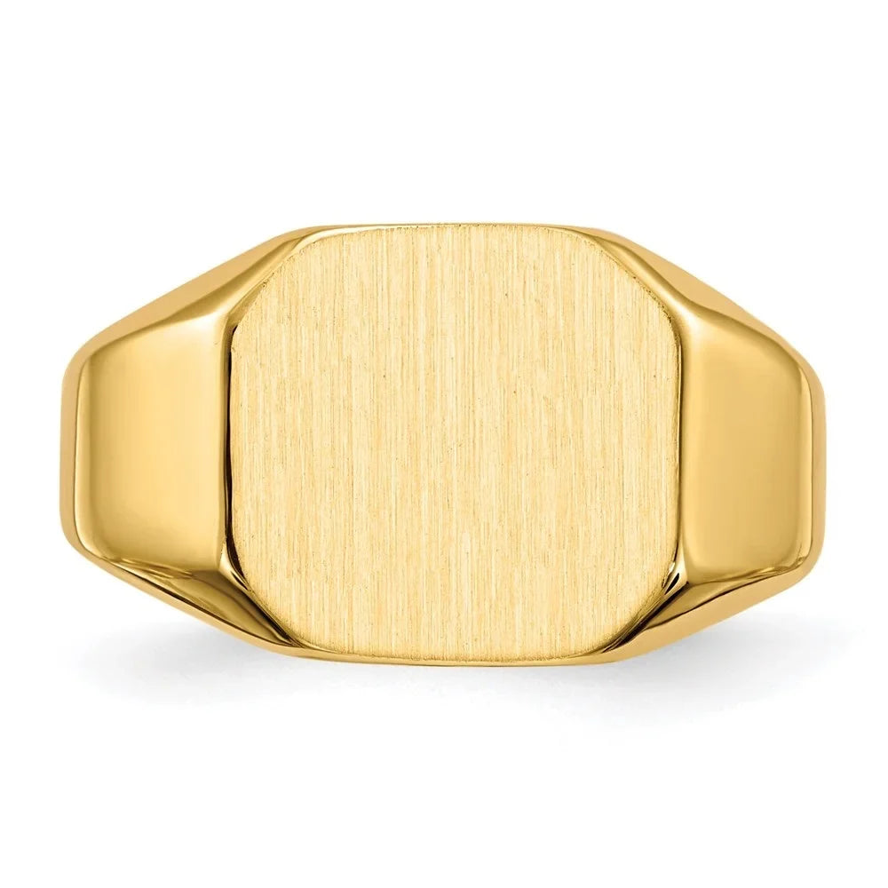 Auriga 14K Yellow Gold 12.5x11.0 mm Closed Back Signet Ring for Mens Size 8