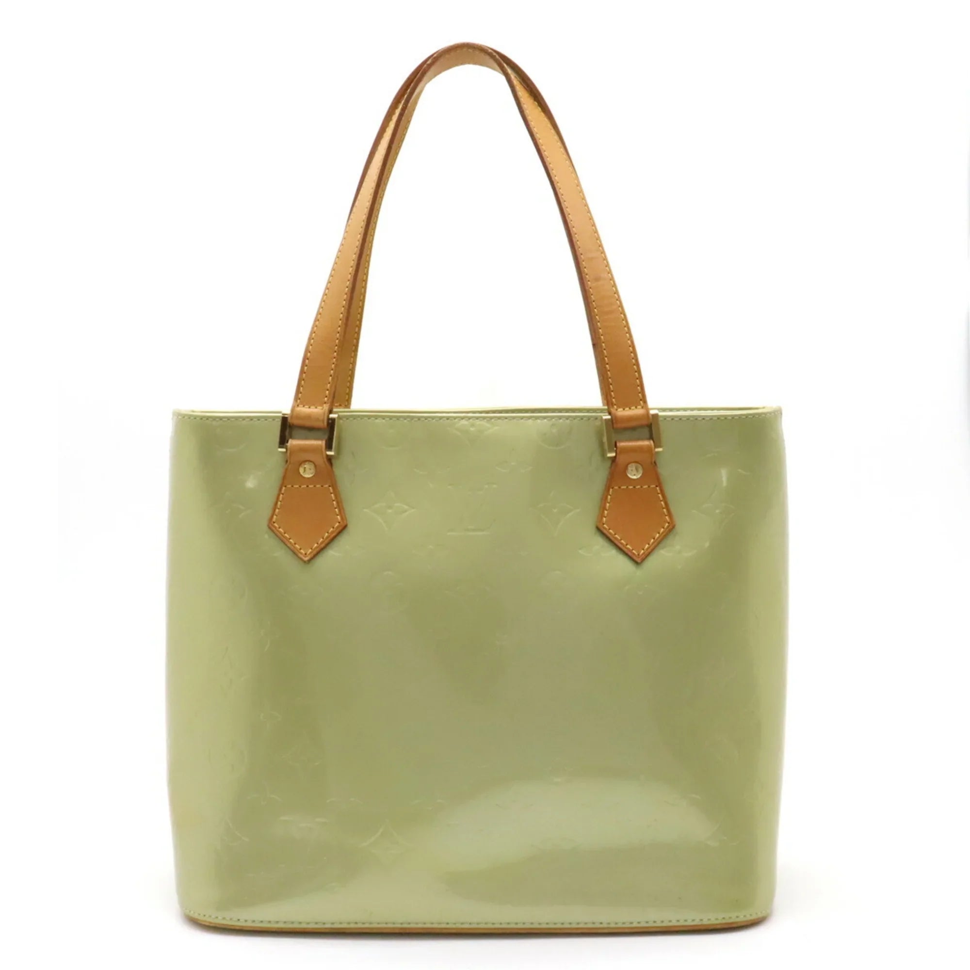 Pre-Owned LOUIS VUITTON Vernis Houston Tote Bag Handbag Baby Blue Green M91005 (Good)