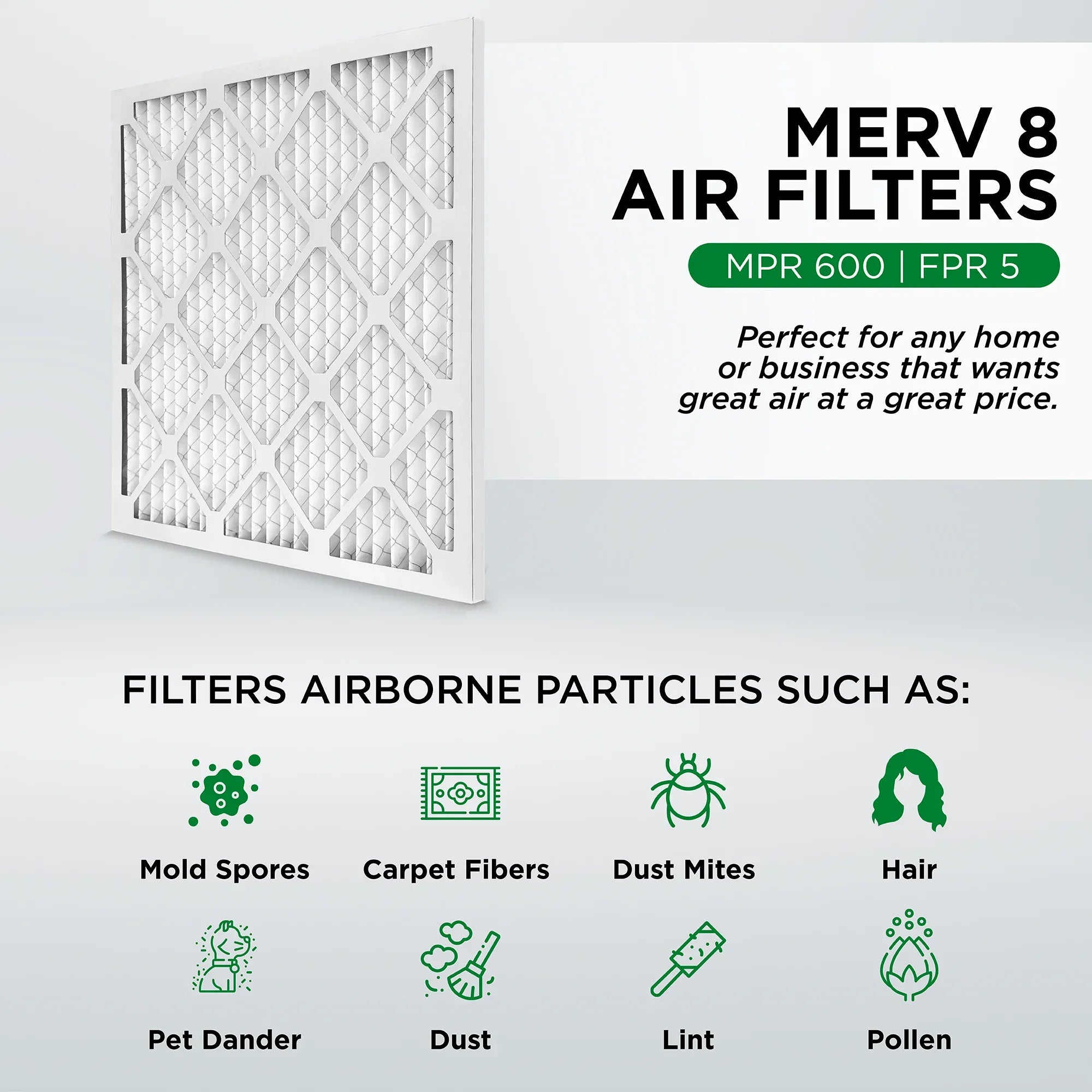 Pamlico Air 14x18x1 MERV 8 Pleated AC Furnace Air Filters. Case of 12. Actual Size: 13-3/4 x 17-3/4 x 3/4