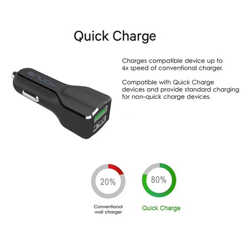 Black Leather Phone Case w 4-in-1 Adaptive Fast Home Car Charger 6ft Long (Two) USB Cable Bundle Z2D for Acer Liquid Jade Primo - Alcatel Idol 4S - ASUS ZenFone 5z 4 Pro - Blackberry Motion
