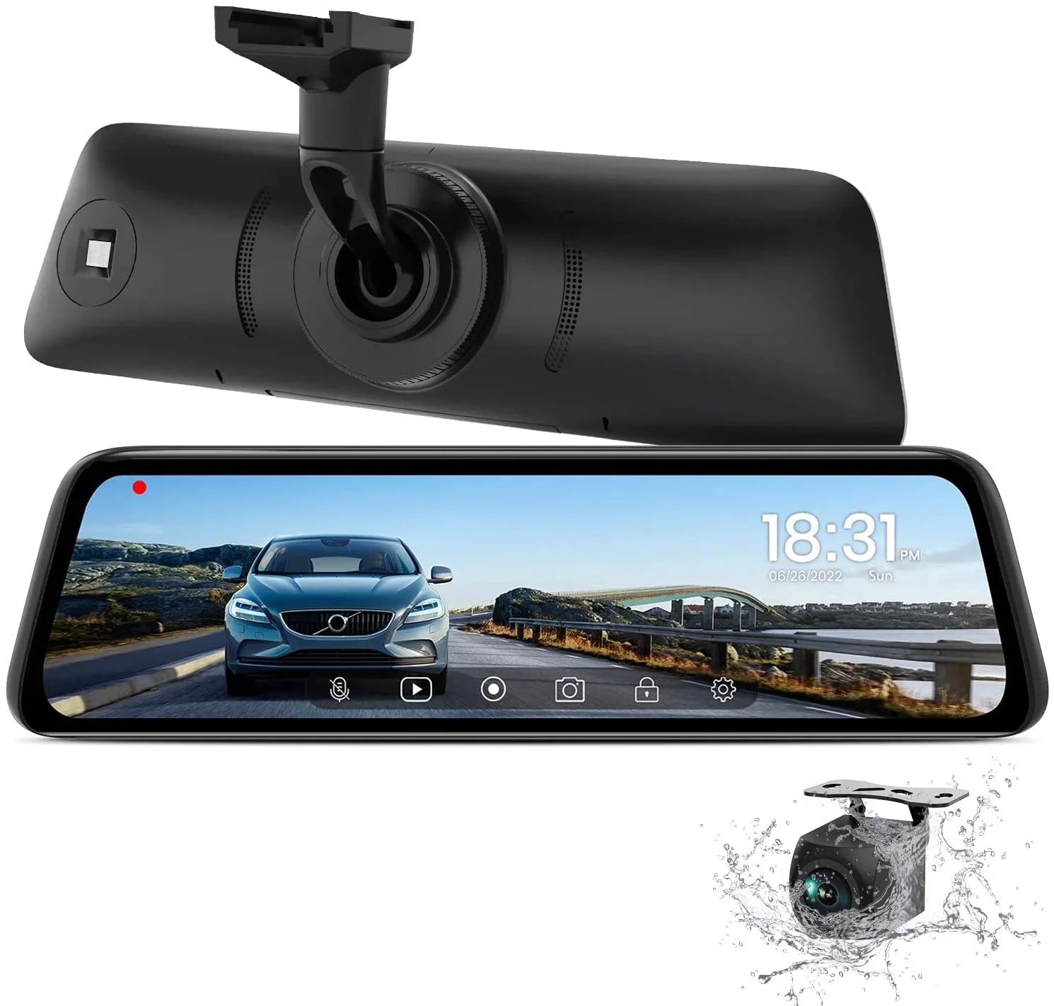 Auto-Vox Rear View Mirror Monitor 9.35'' Touch Screen 1080P Backup Camera Driving Recorder for Truck