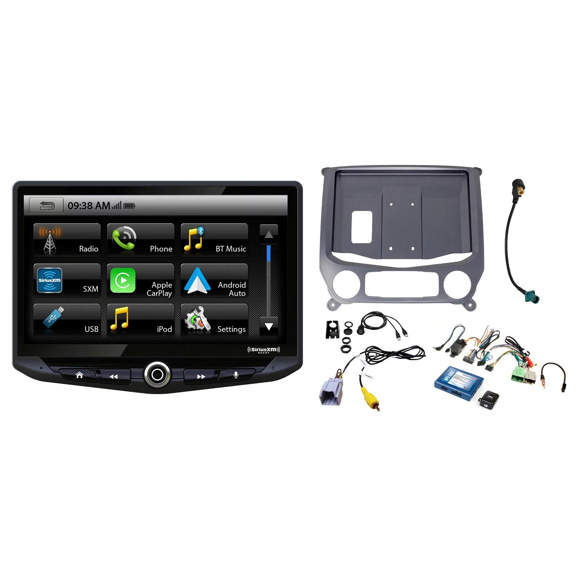 Stinger Heigh10 10" In-dash Infotainment System Fitting with Apple CarPlay & Android Auto, Includes Navigation Card & Installation Kit Matching with 14-18 GM Trucks