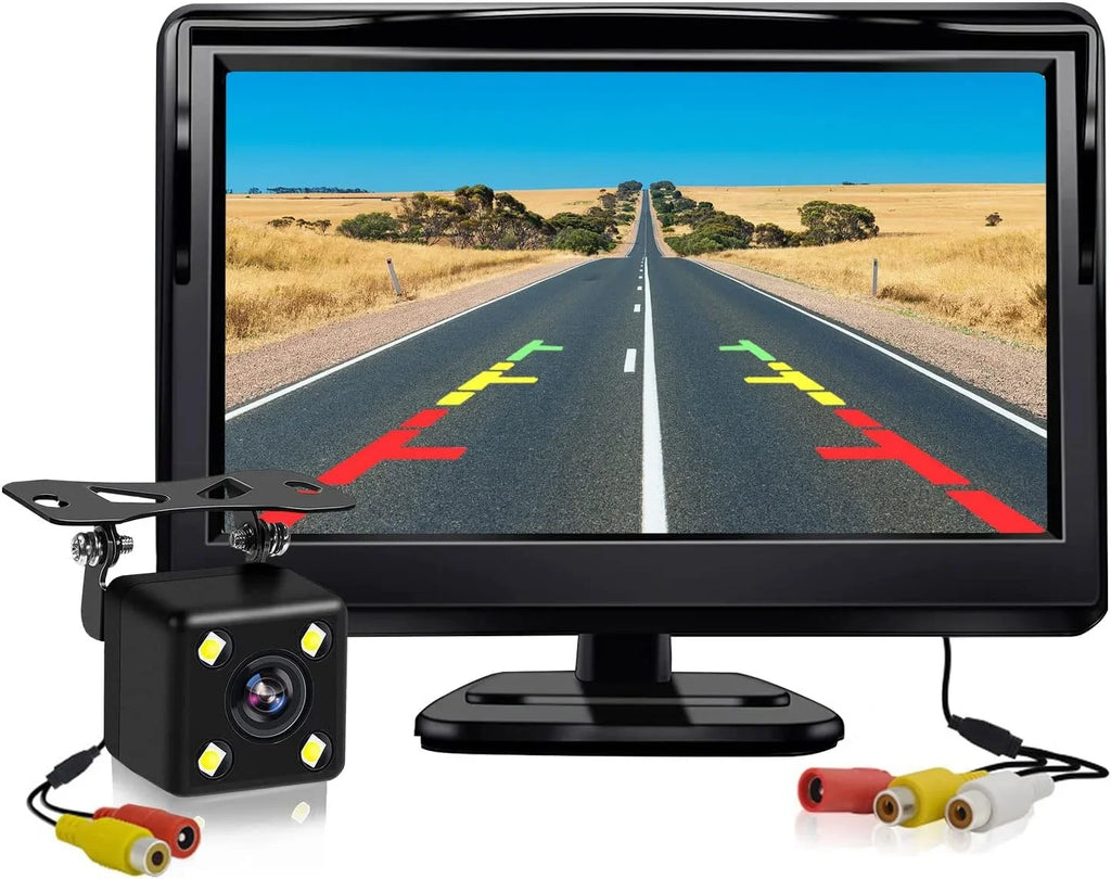 Kairiyard Backup Camera, Car Rear View Reverse Camera with 5in Monitor HD Night Vision 170° Wide View Angel Vehicle