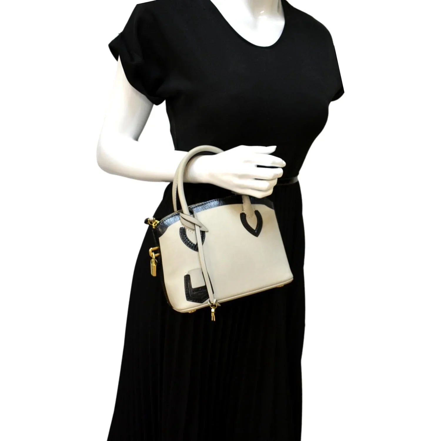 Pre-owned LOUIS VUITTON Lockit Cuir Obsession Leather Satchel Bag Grey