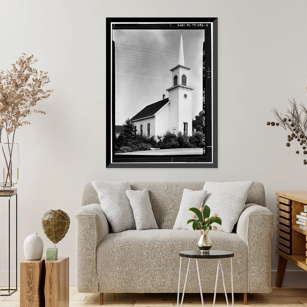 Historic Framed Print, Congregational Church, Soquel, Santa Cruz County, CA - 2, 17-7/8" x 21-7/8"