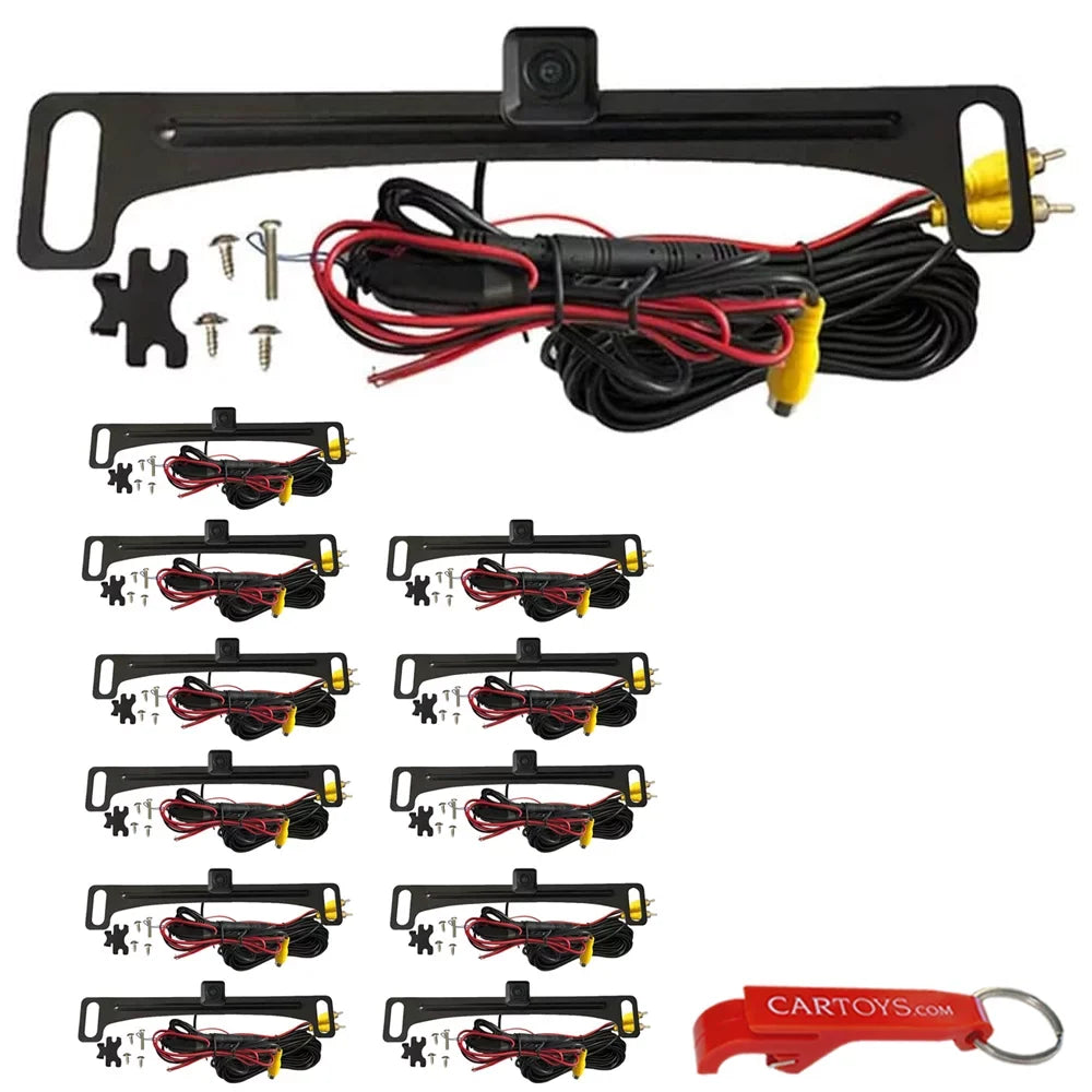 Voxx ACAM4 Car Backup Camera 12-Pack Savings Bundle for Mobile Electronics Professionals. Wide Angle License-Plate Mounted Universal Rearview Cameras, Legal in All States, Parking Line Display Option
