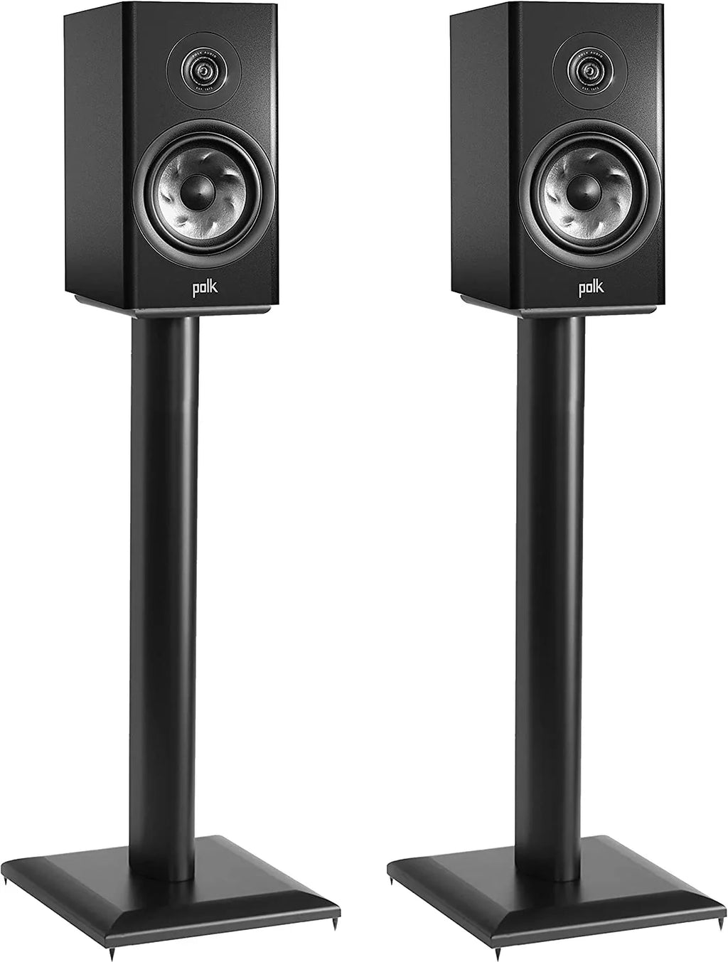 YUNWEN Premium Universal Floor Speaker Stands - Vibration-Absorbing MDF Design Works with Edifier, Polk, & Other Bookshelf Speakers Or Studio Monitors - Includes Sound Iso Pads & Carpet Spikes