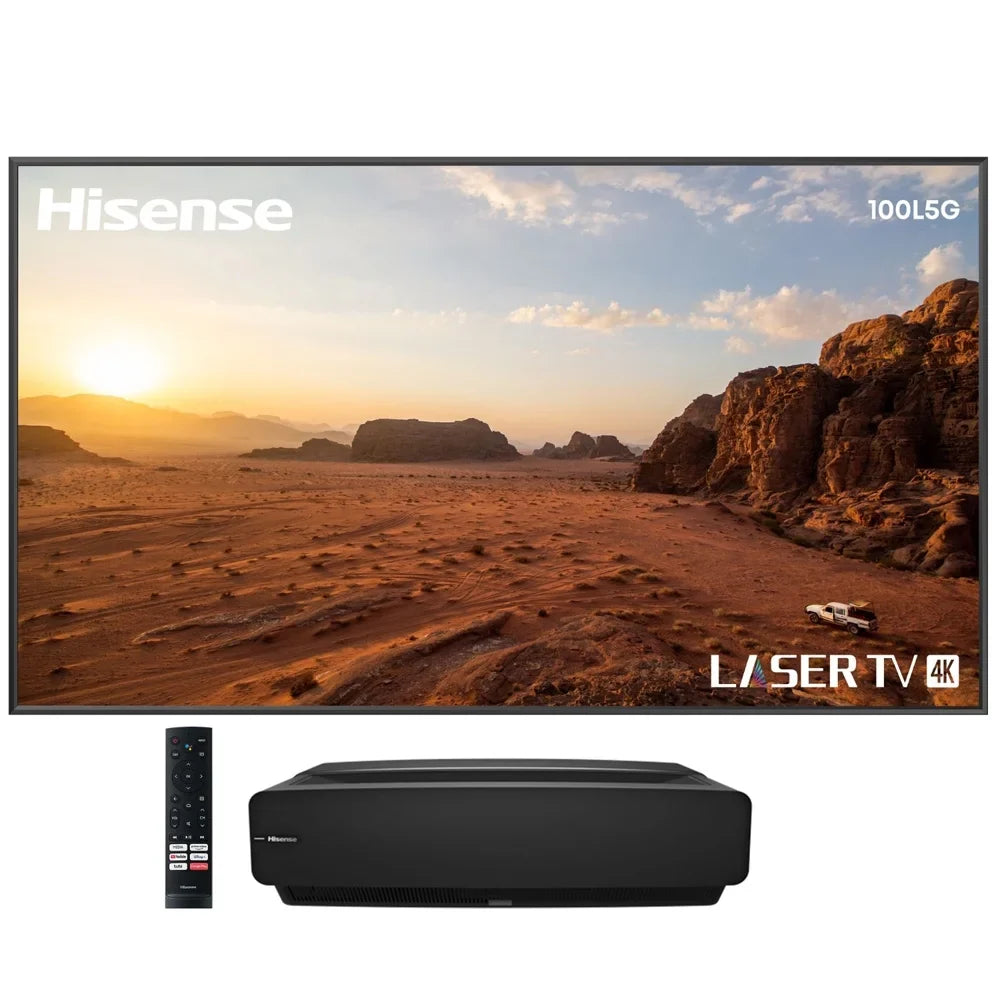 Hisense 100L5G 100" 4K Ultra-Short-Throw LASER TV & 100'' DLT100B 1.0 Gain ALR Screen Bundle with 2 YR CPS Enhanced Protection Pack
