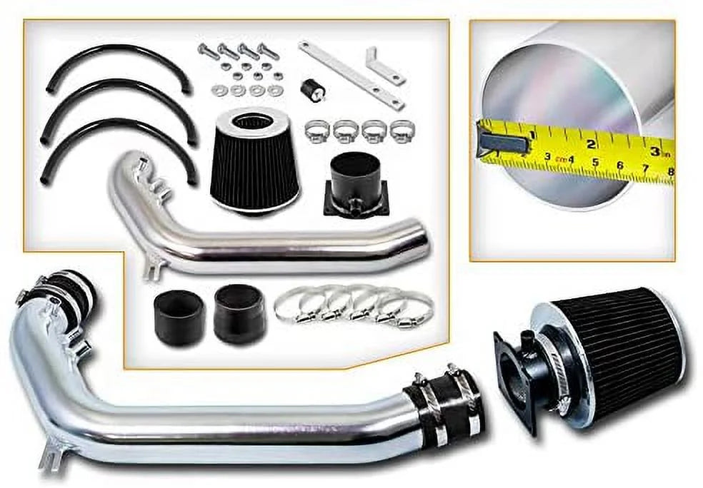 Rtunes Racing Short Ram Air Intake Kit + Filter Combo BLACK Matching For 89-94 Nissan 240sx S13 2.4L
