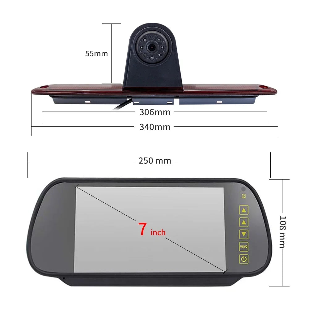 Dazzduo Brake Light Backup Camera, 7 in for Parking XIXIAN Camera N Backup Vans Crafter Light Sprinter Fesjoy 7 Sazoley with Monitor Brake 7 Mercedes-Benz LED 7 Matching , 7 Dabey Mercedes- ERYUE
