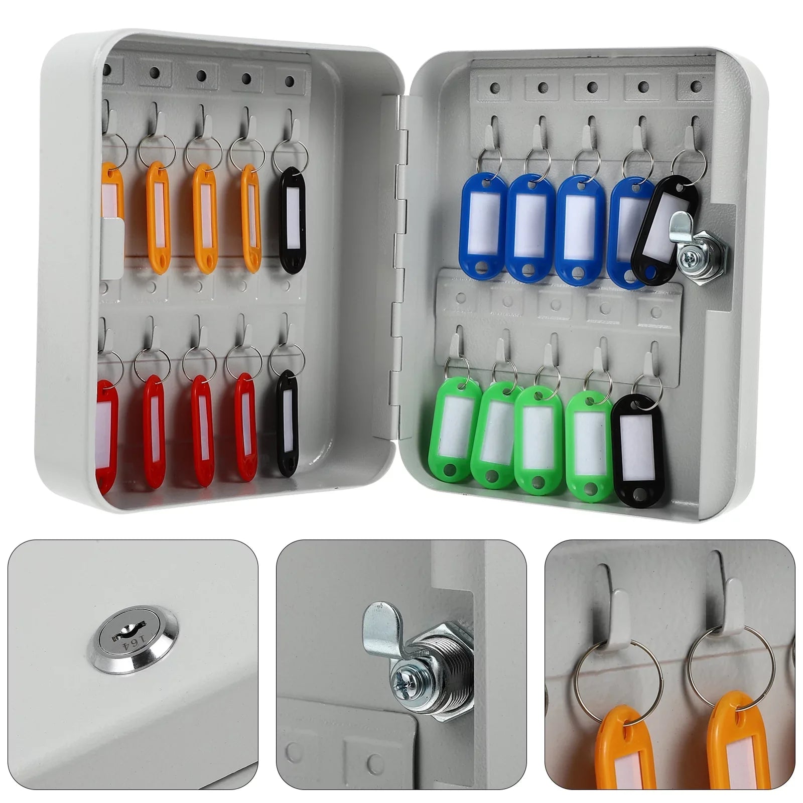 Etereauty Key Wall Box Mount Lock Case Security Organizer Cabinet Storage Holder Management Safe Locking Hanging Car