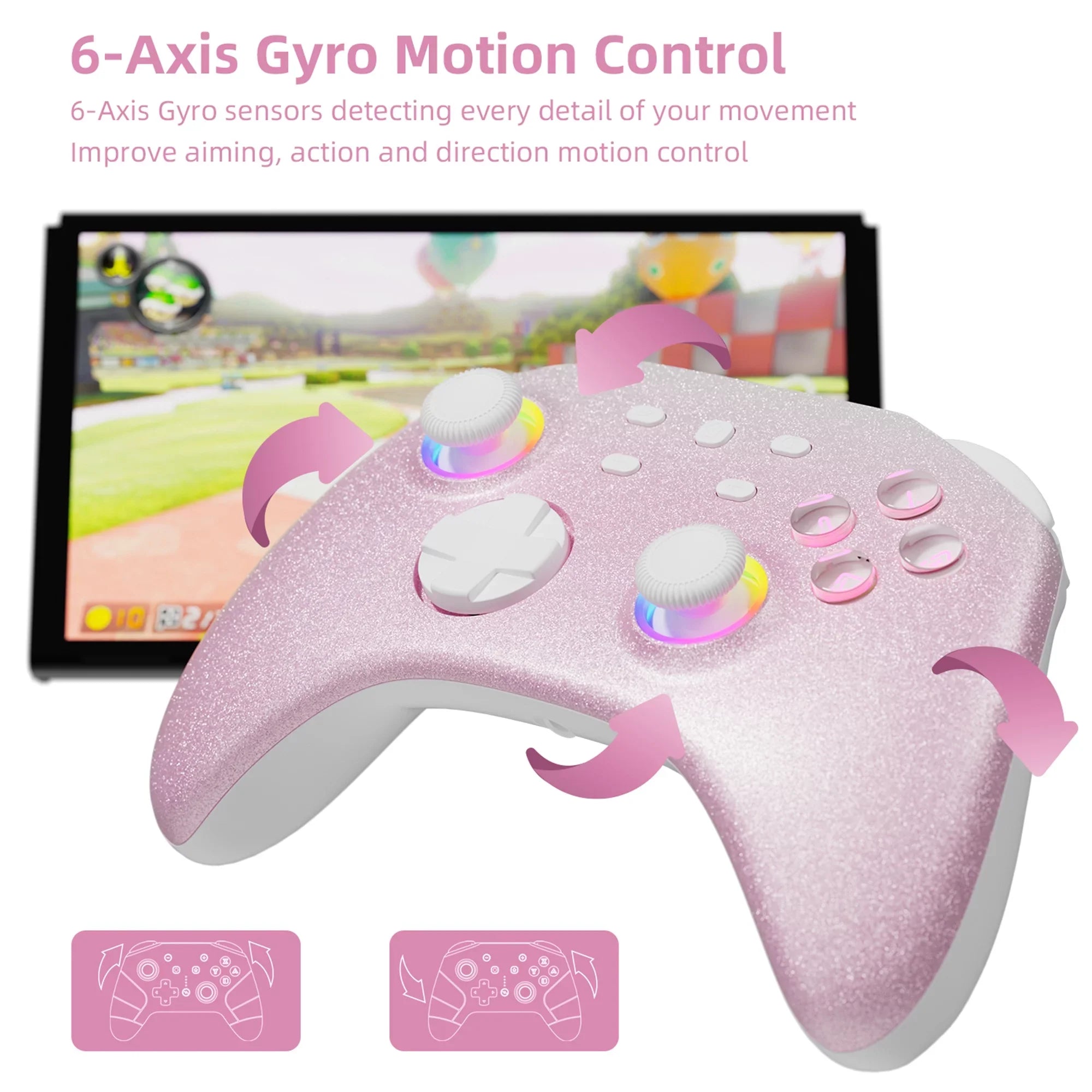 Pokémon Violet Game Disc and Upgraded Switch Pro Controller for Nintendo Switch/OLED/Lite, Wireless Switch Remote for PC/IOS/Android/Steam Pink