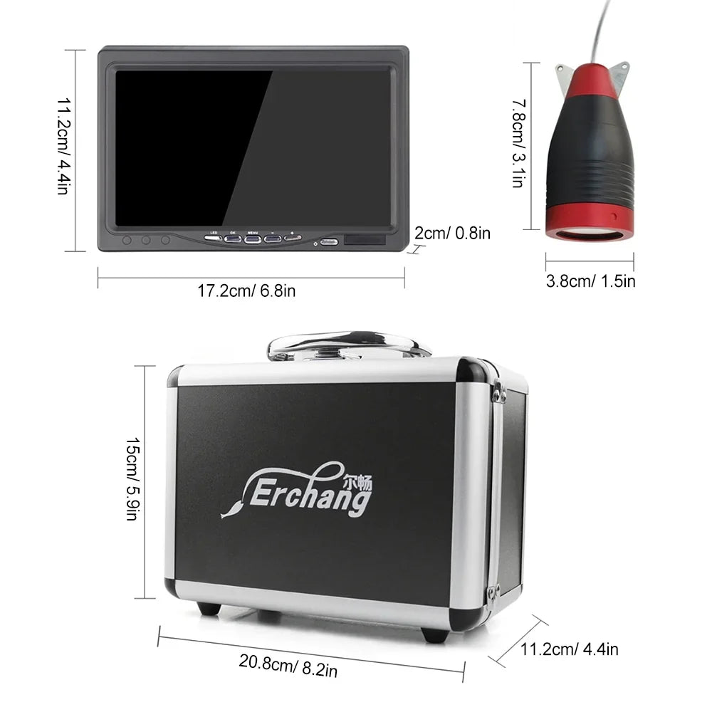 Erchang Underwater Fishing Camera Portable Fish Finder with 7 Inch Screen for Craft Kayak Lake Sea Fishing