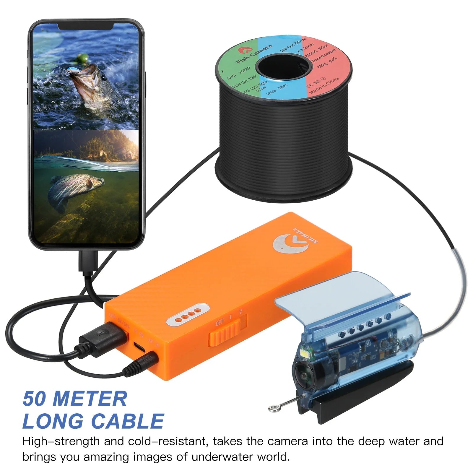 Gofishup 1080P Underwater Fishing Camera Fish Finder with APP Control, Live Video for Ice Lake Sea Craft Kayak Fishing