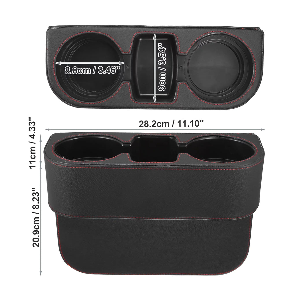 Car Seat Gap Filler Multi-function Cup Holder Car Seat Organizer Console Side Pocket Storage Box Black Red