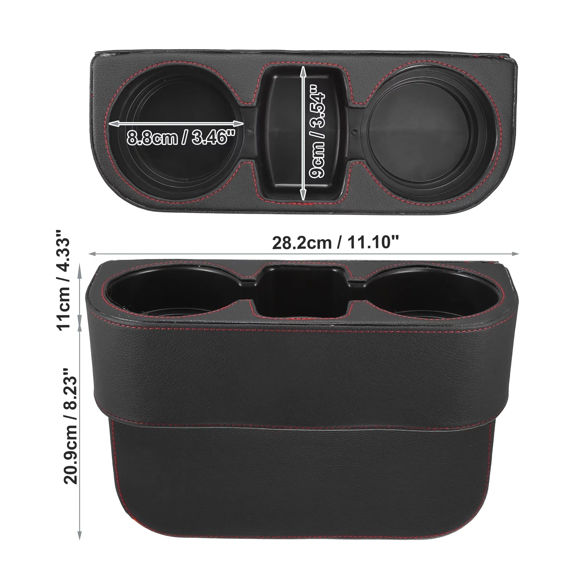 Car Seat Gap Filler Multi-function Cup Holder Car Seat Organizer Console Side Pocket Storage Box Black Red