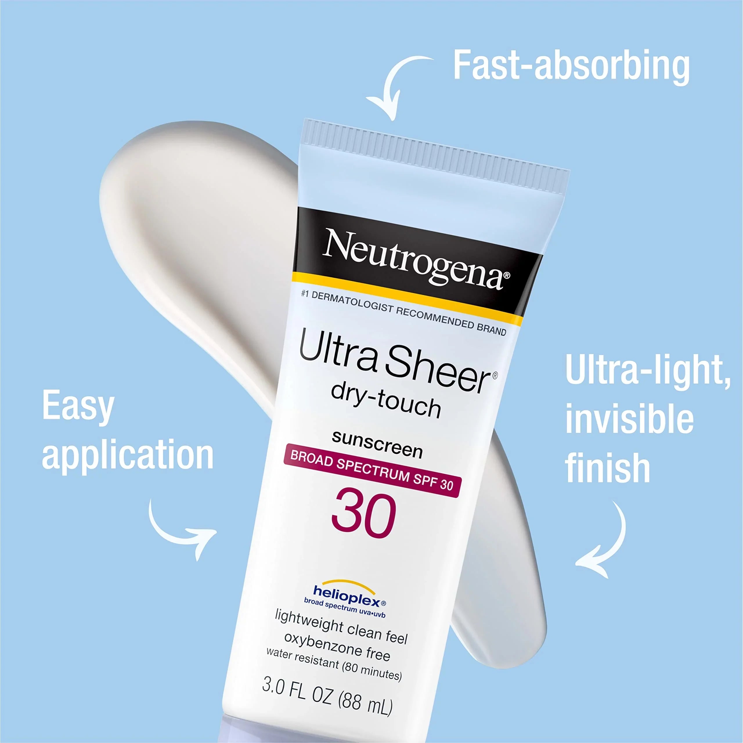 Neutrogena Ultra Sheer Dry-Touch Sunscreen Lotion, Broad Spectrum Spf 30 Uva/Uvb Protection, Oxybenzone-Free, Water Strong Non-Comedogenic, Non-Greasy, Travel Size, 3 Fl. Oz, Pack Of 3
