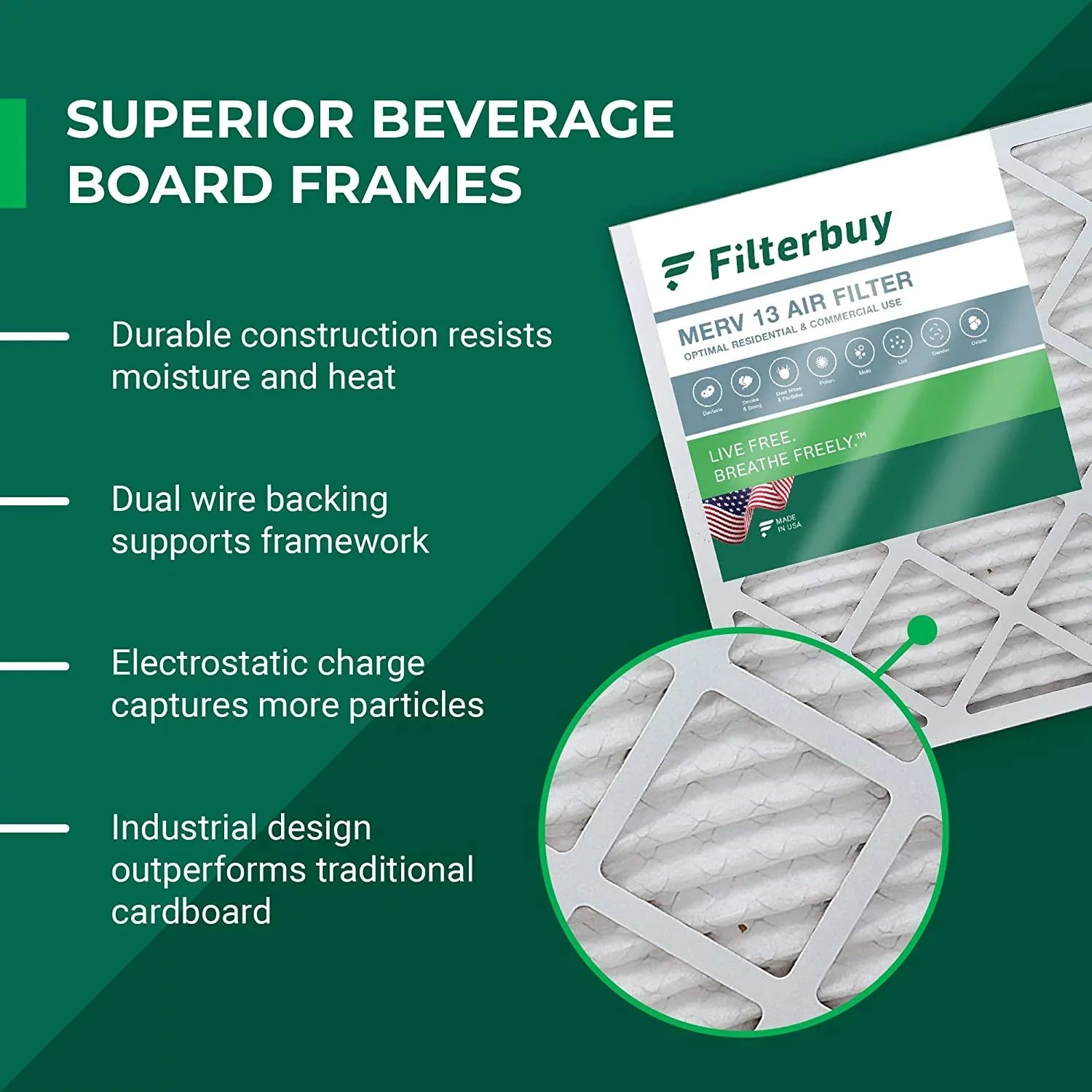 Filterbuy 20x20x5 MERV 13 Pleated HVAC AC Furnace Air Filters for Trion Air Bear 255649-103 (1-Pack)