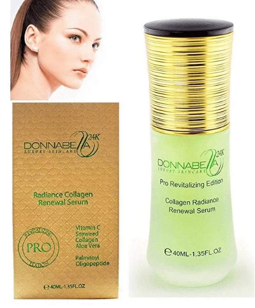 Donna Bella 24K Pro Gold edition Luxury Skincare 40ML-1.35FL.OZ Collagen Radiance Renewal Serum natural formula specially synthesized with organic extract elements
