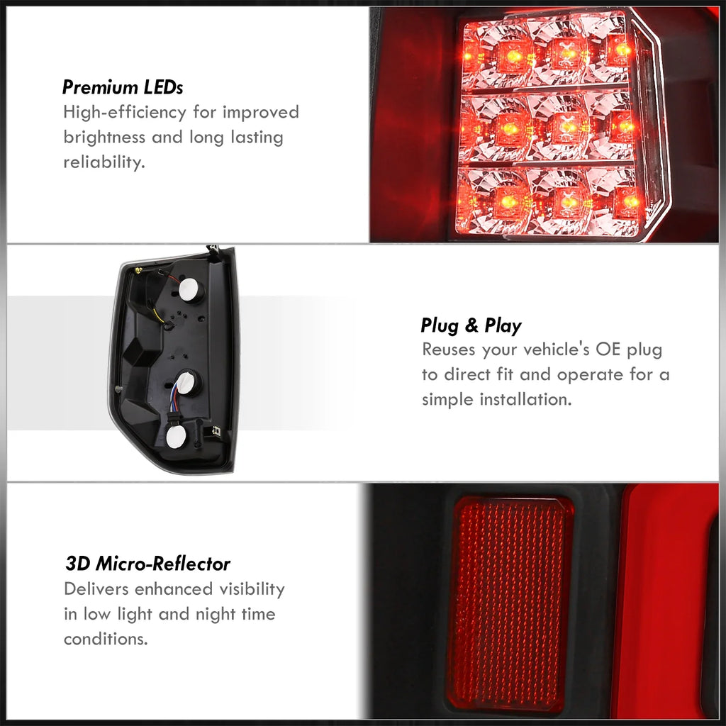 AJP Distributors Black Housing Clear Lens Red Tube LED Tail Lights Brake Stop Signal Lamps Pair Fitting For Toyota Tundra 2014 2015 2016 2017 2018 2019 2020 2021 14 15 16 17 18 19 20 21