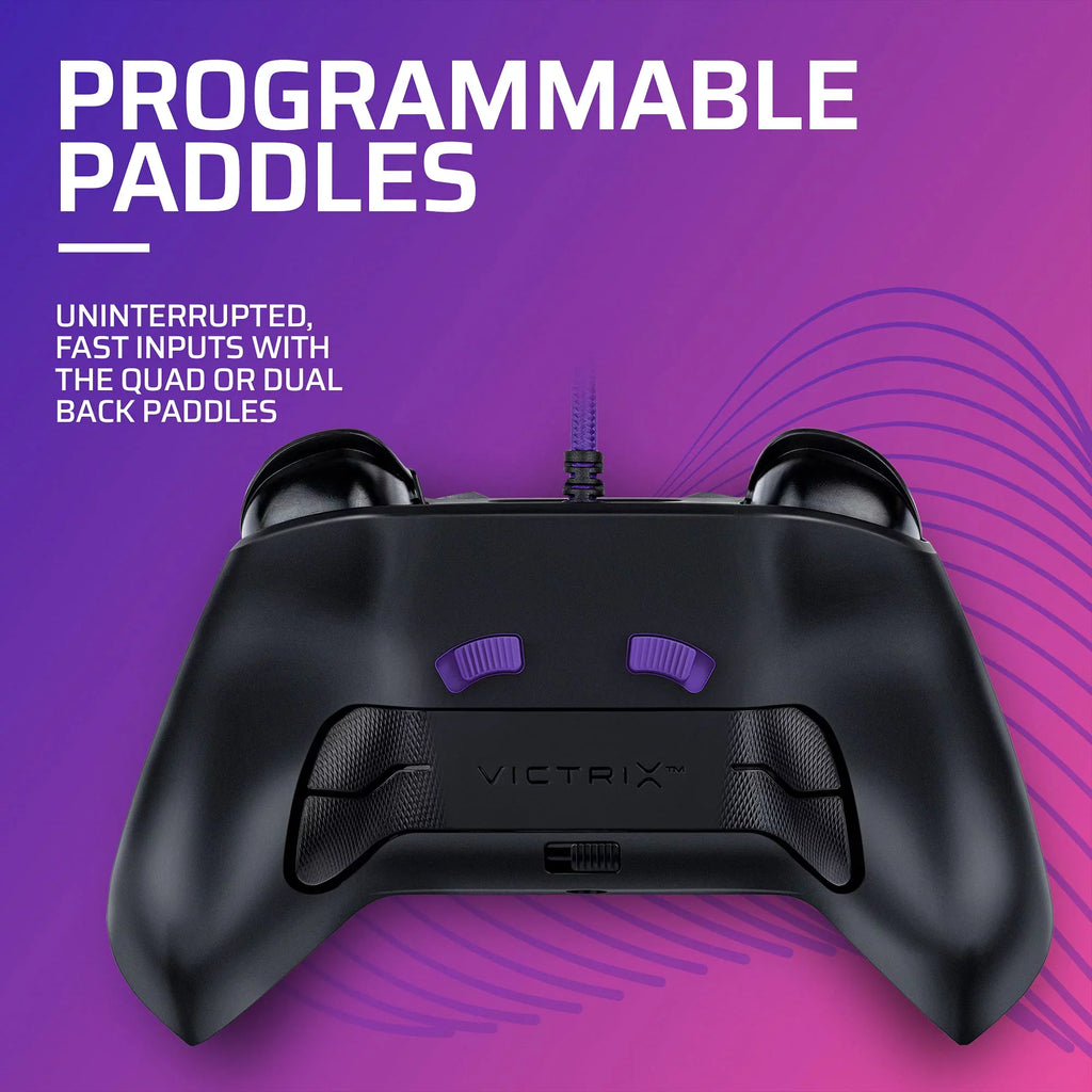 PDP Gaming Victrix Gambit World's Fastest Xbox Controller, Elite Esports Design with Swappable Pro Thumb Sticks, Custom Paddles, Swappable White/Purple Faceplate for Xbox Series X