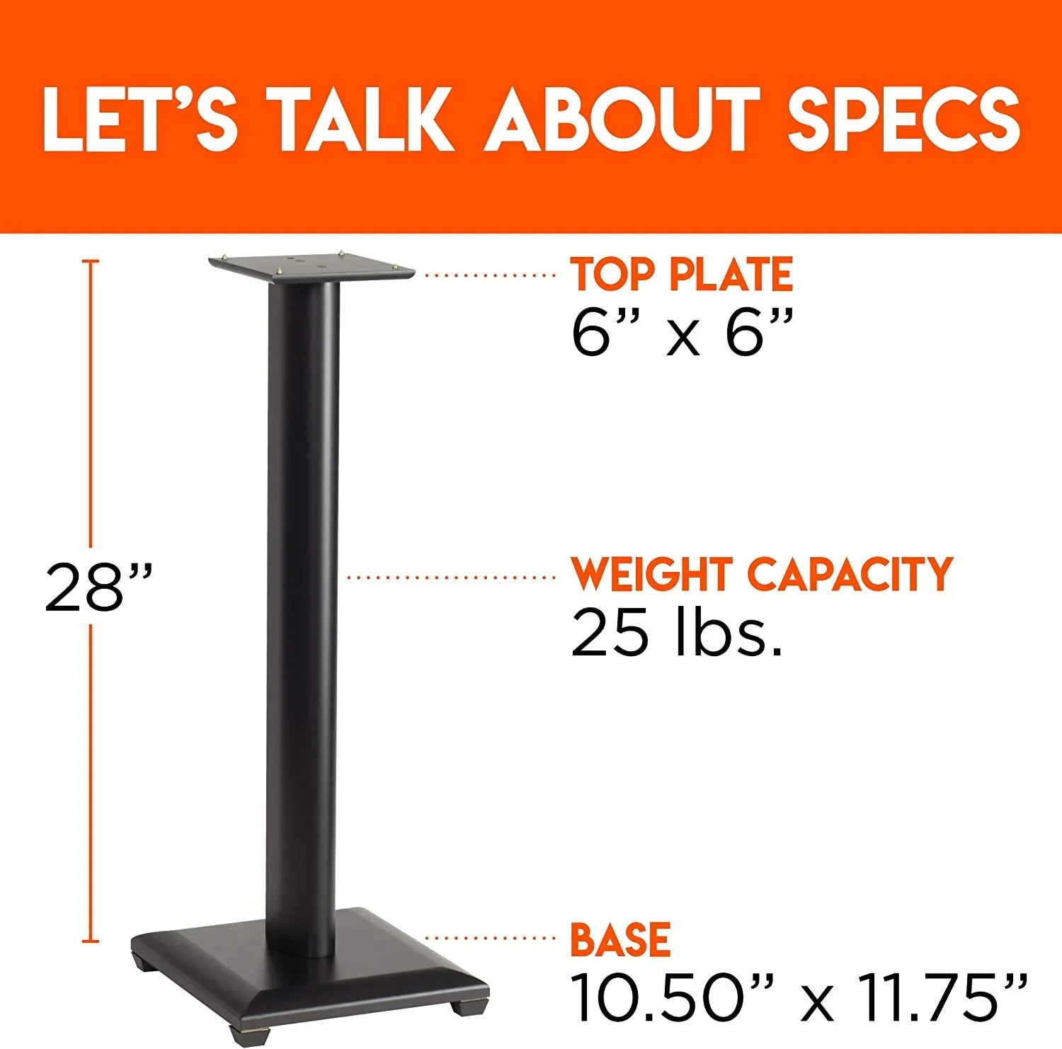 YUNWEN Premium Universal Floor Speaker Stands - Vibration-Absorbing MDF Design Works with Edifier, Polk, & Other Bookshelf Speakers Or Studio Monitors - Includes Sound Iso Pads & Carpet Spikes