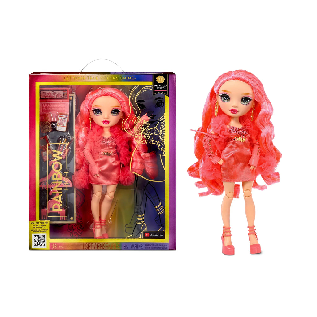 Rainbow High Priscilla- Pink Fashion Doll. Fashionable Outfit & 10+ Colorful Play Accessories. Outstanding Gift for Kids 4-12 Years Old and Collectors