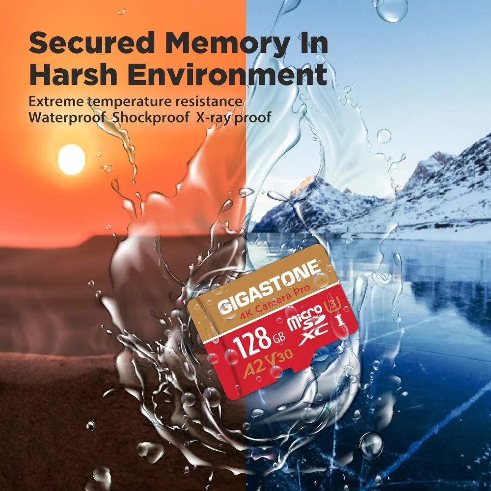 Gigastone 128GB Micro SD Card, 4K Video Recording, 4K Camera Pro, Matching with Nintendo Switch, Dash Cam, GoPro Cameras, R/W up to 100/50 MB/s, Micro SDXC UHS-I A1 V30 Class 10, 2 Pack (2x128GB)