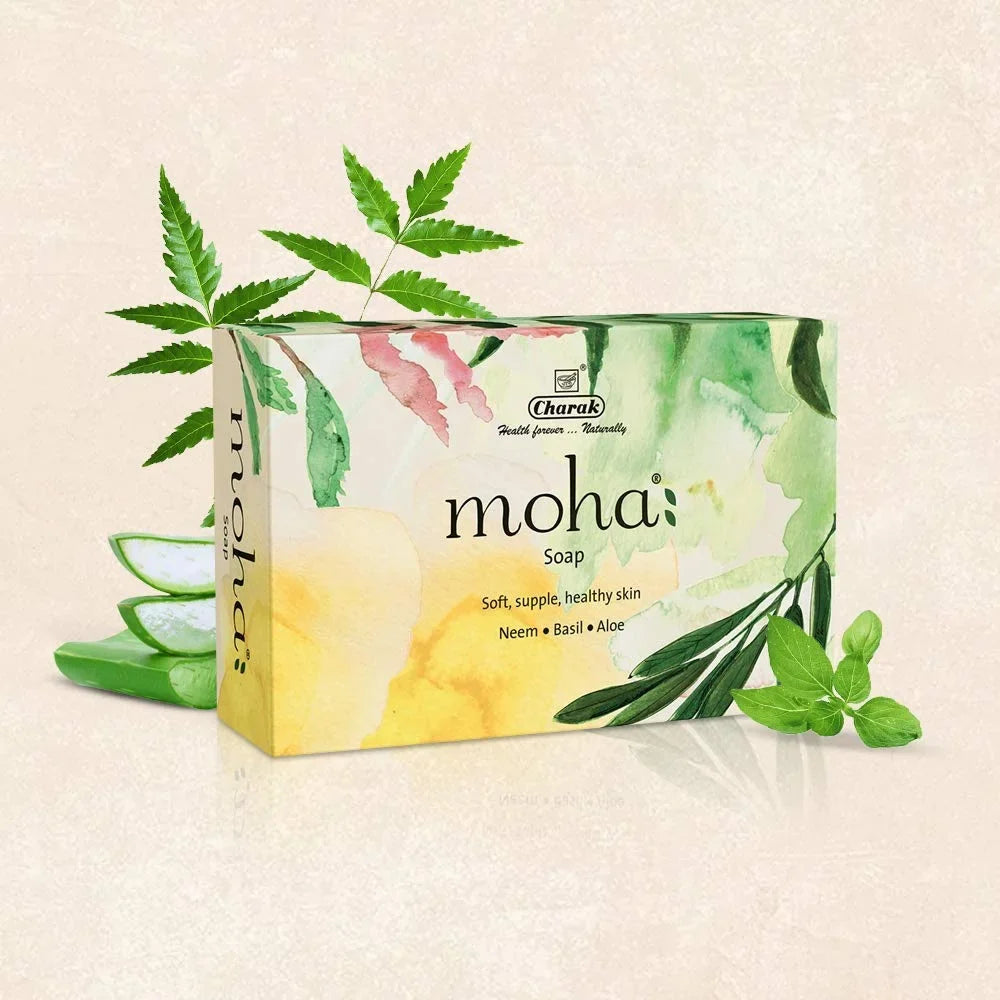 Pamer Moha Herbal Soap 100 Gram X 3 With Goodness Of Aloe Vera Gel, Basil & Neem, Bathing Soap, Face & Body Soap, Unisex Product